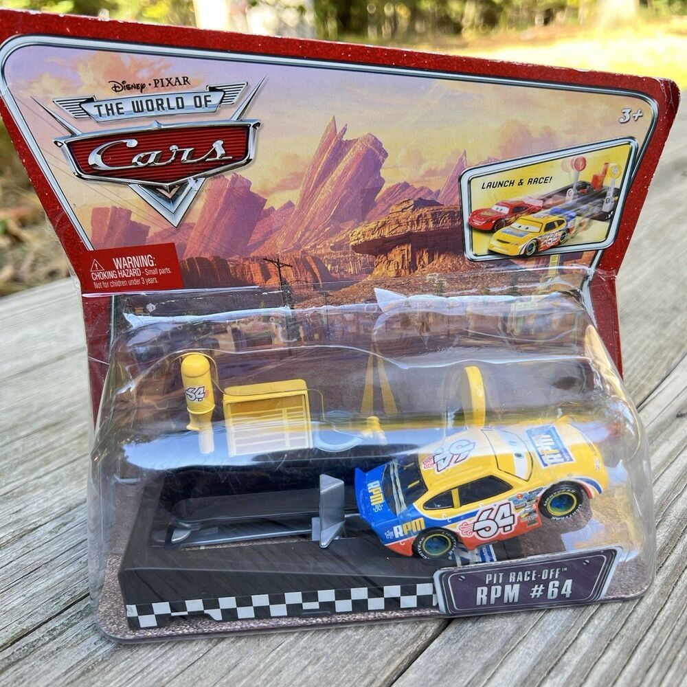 Disney Pixar World of Cars Pit Row Race Off Rpm #64 Launch & Race *Box Wear- New